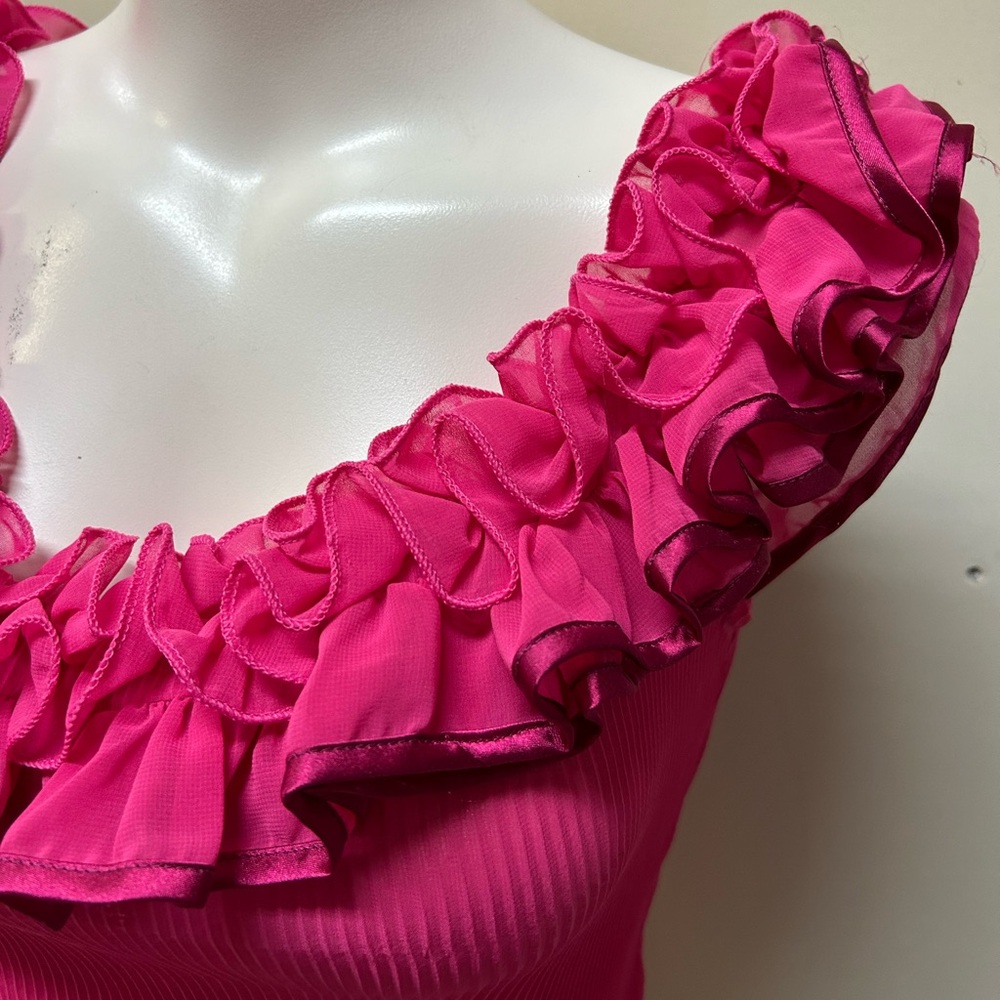 Moon River Fuchsia Ruffle Trim Blouse - Picture 2 of 4